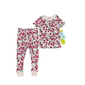 Wonder Nation Toddler Girls 2T Strawberry Cherry Pajama Set  2PC 100%cotton NEW
